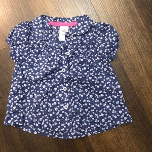 Baby b’gosh navy blue floral blouse 6mo
